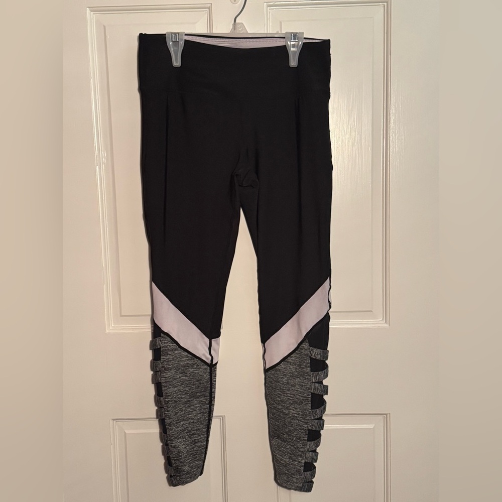 Black White and Grey Small Leggings with Slits at bottom